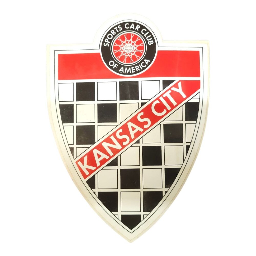 Kansas City Sports Car Club Of America Sticker 8.5" x 6" Shield Vintage 90s NOS - Picture 1 of 4
